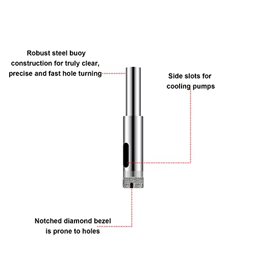 IMEISTEK 10 יחידות 1/2 אינץ 'מערך קידוח יהלום, ערכת מקדחה מקדחה של חור מצופה יהלום מפלדה לזכוכית, שיש,