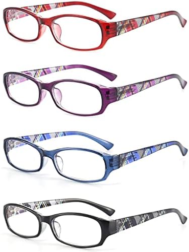 4 מארז קריאת משקפיים לנשים גברים 2.75 כחול אור חסימת-גבירותיי מסנן קרינה אולטרה סגולה/בוהק קוראי מחשב,אופנה