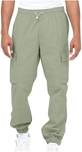 מכנסיים לגברים, אופנה לגברים מזדמנים צבע מוצק אלסטי מכנסי מטען מותניים קלים מכנסי טיולים טקטיים