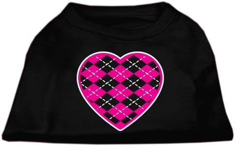 מוצרי חיות מחמד של מיראז 'ארגייל לב ורוד מסך חולצה הדפס שחור XL