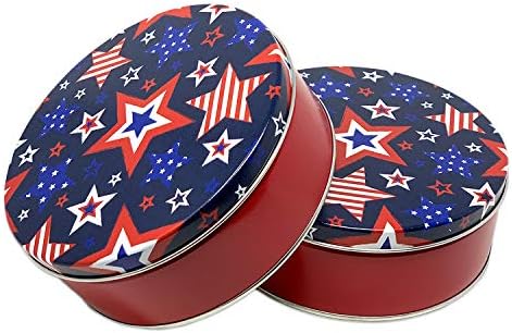 פרימיום אמריקנה קוקי פחיות עם מכסים / אדום לבן וכחול אמריקאי דגל כוכב עיצוב / סוכריות מיכל