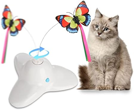 Godcone Interactive Stoy צעצוע, צעצועים לחתולים לחתולים מקורה ， צעצוע חתול פרפר, פעילות גופנית מצחיקה רפרוף חשמלי,