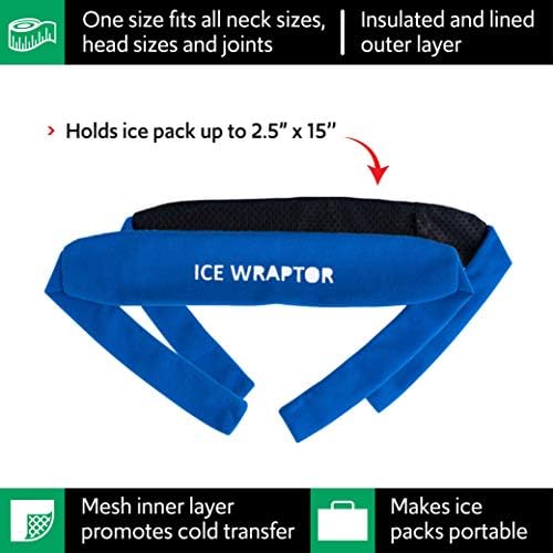 עטיפת קרח כחול בנדנה, שמור על צוואר, ראש ומפרקים קרירים, גודל אחד מתאים לכולם, מתאים לחבילות קרח עד 2.5 אינץ