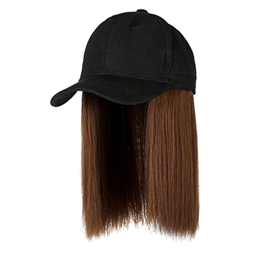 סינטטי קצר ישר שיער כובע כובע פאה עבור נשים שחור חום גבוהה טמפרטורת סיבי מים