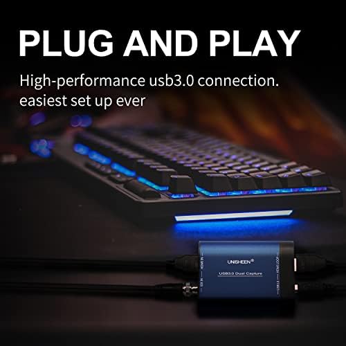 Uniseen USB 3.0 HDMI SDI כרטיס לכידת קלט כפול, זרם שידור וידאו משחקי וידאו, HDMI ל- USB 3.0 HD 1080P זרימת