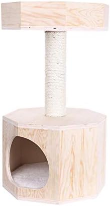 ארמרקט מוצק עץ חסון חתול עץ דירה בית ריהוט עם כרית ס2906, טאן, 2 רמות