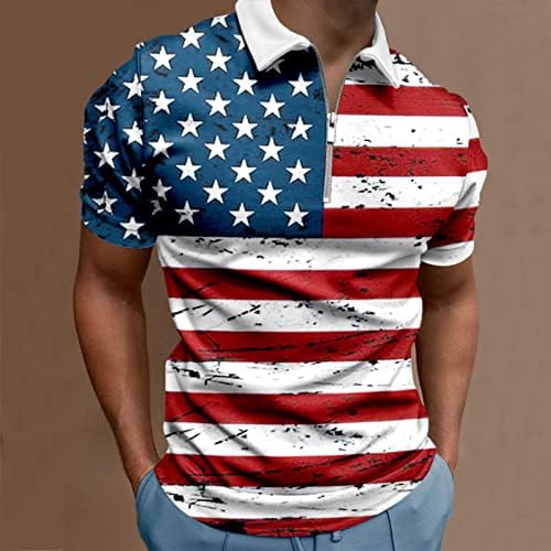 פלוס גודל פלוס חולצות פולו 4 ביולי שרוולים קצרים פטריוטיים חולצות T דגל אמריקאי דגל תלת מימד