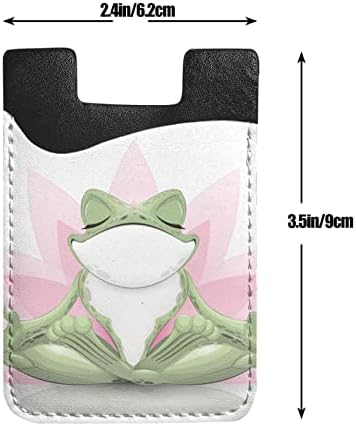 צפרדע מצחיקה חמודה עושה יוגה מחזיק כרטיסי טלפון יוגה PU עור תעודת זהות תעודת זהות 3M שרוולי דבק לכל הסמארטפונים