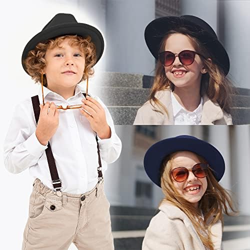 ילדים קלאסי רחב ברים פדורה כובע ילדי בנים ובנות הרגיש כובע עם קשת-באבזם חגורה מתוך אמהות וילדים באתר
