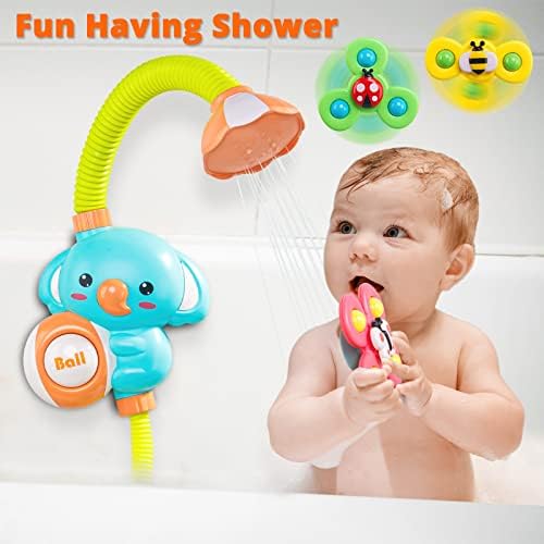 צעצועי אמבטיה לתינוקות של טיול, מקלחת אוטומטית וספינרים יניקה, אמבט פעוטות זמן חיוני משאבת מים ריסוס מהנה