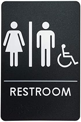 שלט שירותי גברים / נשים לנכים נגישים לשירותים נגישים לתואם ADA דלת אמבטיה, תוצרת ארהב, חבילה של 3
