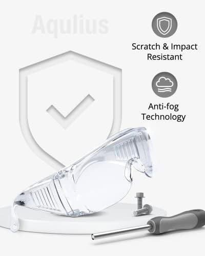 Aqulius בתפזורת אריזת משקפי בטיחות מעל משקפי ראייה הגנה על עיניים ברורות - משקפי בטיחות OTG