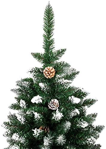 עץ חג המולד מלאכותי של יומאו 7.5ft, שלג חיצוני עץ אורן חג המולד עם ענף 1350, הרכבה קלה, מתכת מתקפלת-ירוק 7ft