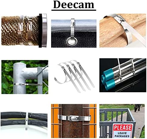 Deecam כבל מתכת מיקוד קשרי 100 יחידות 11.8 אינץ 'קשרי כבל נירוסטה כבדים, קשרי תיל מנעול עצמי רב-תכליתיים