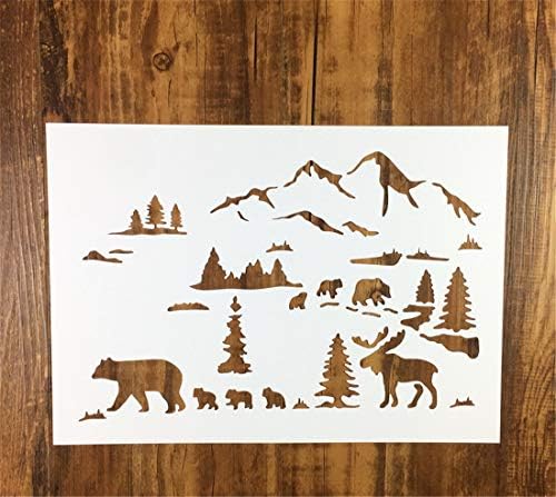 קטן דוב קאריבו קיר ציור סטנסיל חלול קטן דובים קאריבו לוח ציור תבנית עבור עשה זאת בעצמך גרפיטי