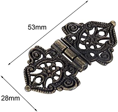 2 יחידים עתיקים ברונזה/ארון זהב דלת תכשיטים תכשיטים מגירת עץ ארון ציר דקורטיבי לחומרת ריהוט 53 * 28 ממ -