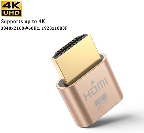 UVOOI HDMI DUMMY PLUG 4K 2-PACK, DUMMY HDMI תצוגת אמולטור מתאם HDMI צג וירטואלי תומך ב- 3840x2160@60Hz