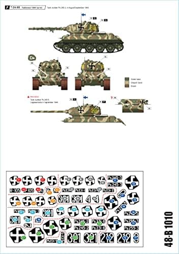מדבקות כוכבים 1/48 מלחמת מלחמת העולם השנייה פינלנד 2 T-34M/41 T-34M/43 T-34/85 מדבקות דגם פלסטיק