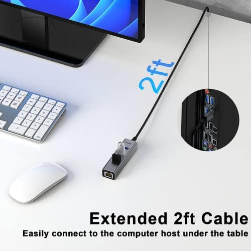 ACEELE USB ל- Ethernet מתאם, USB C ל- Ethernet, Aluminum USB 3.0 רכזת עם RJ45 10/100/1000 Gigabit Ethernet מתאם,