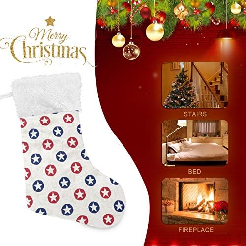 דפוס נקודה Pimilagu Polka עם כוכבים באמריקני דגל לאומי גרבי חג המולד 1 חבילה 17.7 , תלויים גרביים לקישוט חג